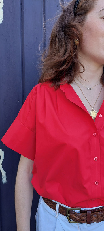 Красная рубашка и юбка в полоску от Konstanssia