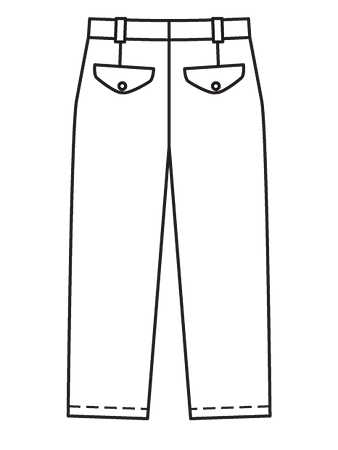Технический рисунок джинсовых брюк вид сзади