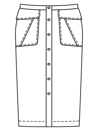 Технический рисунок джинсовой юбки