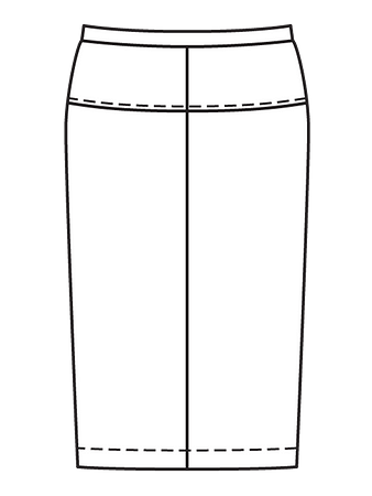 Технический рисунок джинсовой юбки вид сзади
