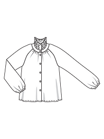 Технический рисунок блузки с пышными рукавами