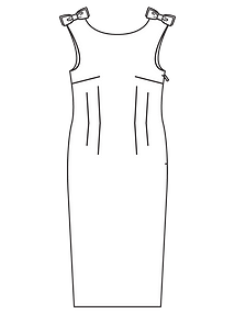Технический рисунок винтажного платья-футляр