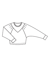 Технический рисунок пуловера со складками на рукавах