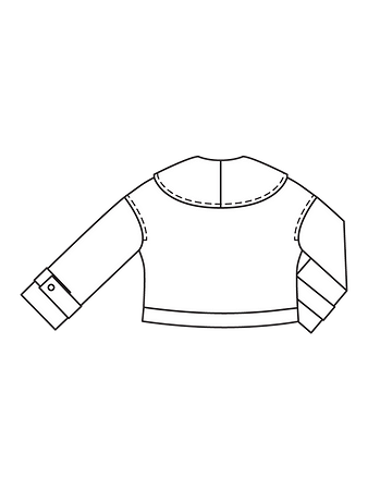Технический рисунок куртки с большим воротником спинка