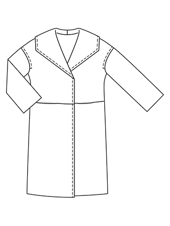 Технический рисунок пальто с широким воротником