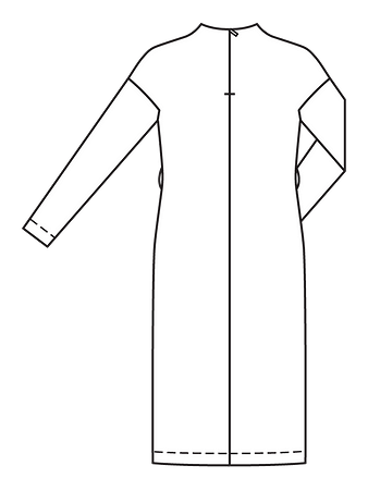 Технический рисунок простого трикотажного платья спинка
