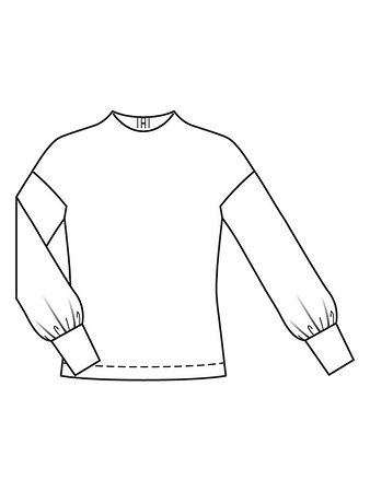 Технический рисунок пуловера с широкими рукавами