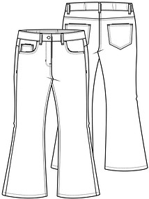 Технический рисунок джинсов для девочки