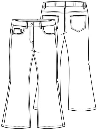 Технический рисунок джинсов для девочки