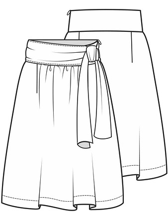 Технический рисунок расклешенной юбки