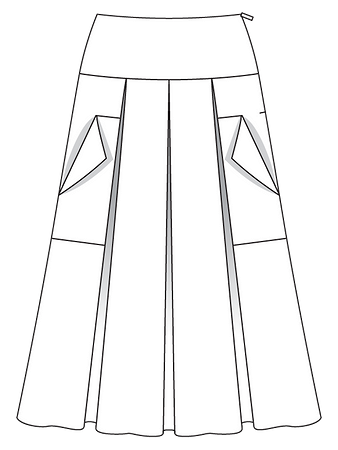 Технический рисунок юбки на кокетке