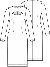 Технический рисунок платья с вырезом на груди