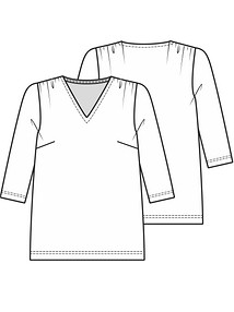 Технический рисунок трикотажной блузки базового кроя