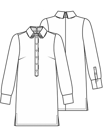 Технический рисунок платья с трехслойным воротником