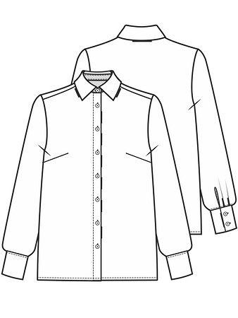 Технический рисунок блузки в стиле мужской сорочки
