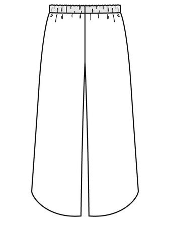 Технический рисунок брюк из шифона вид сзади