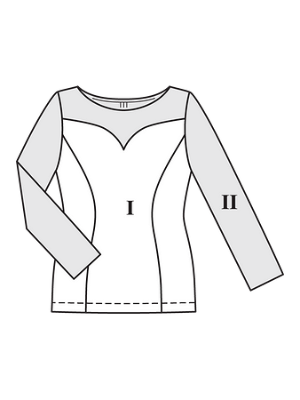 Технический рисунок блузки с эффектом корсажа