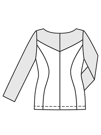 Технический рисунок блузки с эффектом корсажа спинка