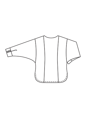 Технический рисунок блузки «летучая мышь» спинка