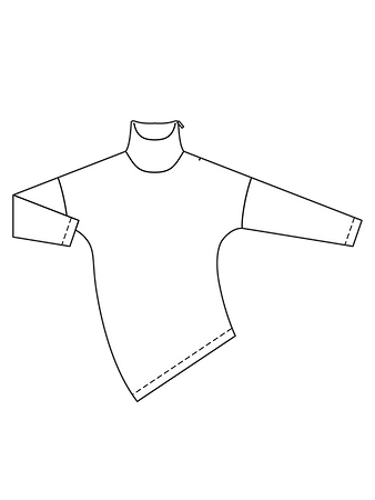 Технический рисунок асимметричного пуловера