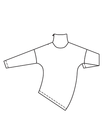 Технический рисунок асимметричного пуловера спинка