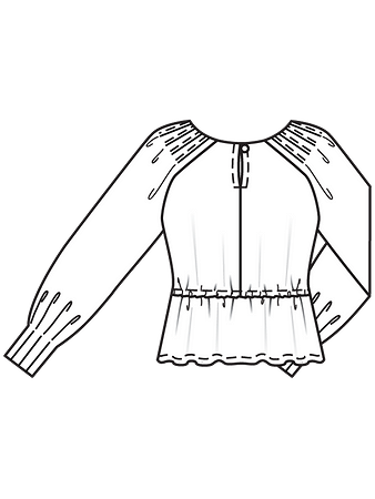 Технический рисунок приталенной блузки спинка