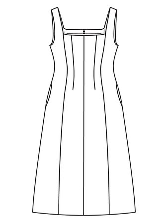 Технический рисунок приталенного платья-сарафана