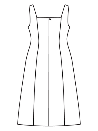 Технический рисунок приталенного платья-сарафана спинка