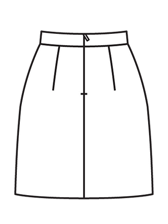 Технический рисунок юбки-тюльпан вид сзади