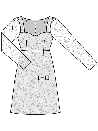 Технический рисунок кружевного платья
