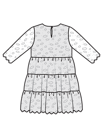 Технический рисунок  кружевного платья спинка