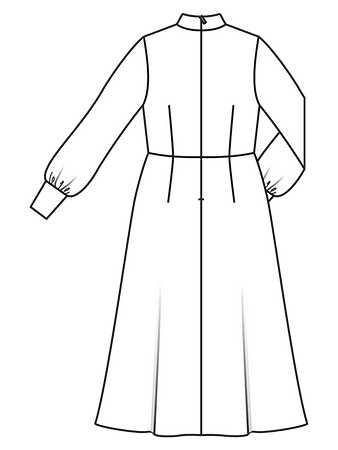 Технический рисунок платья с воротником-стойкой спинка