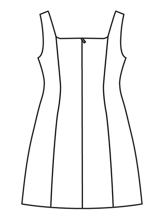 Технический рисунок платья-сарафана из жаккарда спинка