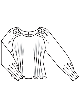 Технический рисунок блузки необычного кроя