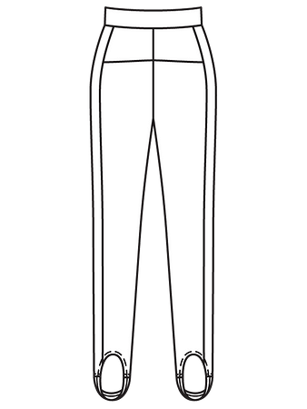 Технический рисунок брюк со штрипками вид сзади