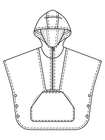 Технический рисунок накидки с капюшоном