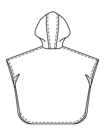 Технический рисунок накидки с капюшоном спинка