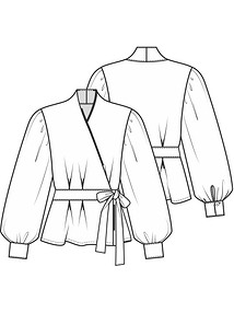 Технический рисунок блузки с завышенной линией горловины