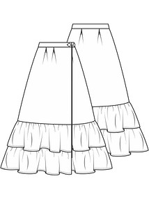 Технический рисунок юбки с запахом