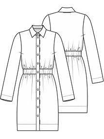 Технический рисунок платья рубашечного покроя
