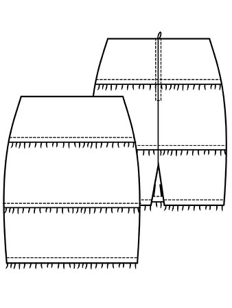 Технический рисунок трехъярусной юбки