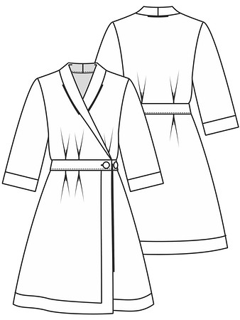 Технический рисунок платья из двухсторонней ткани