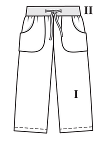 Технический рисунок широких брюк для девочки