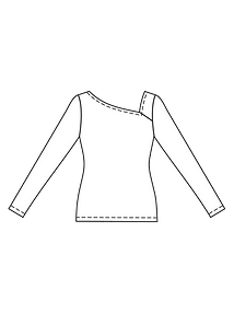 Технический рисунок пуловера с асимметричным вырезом