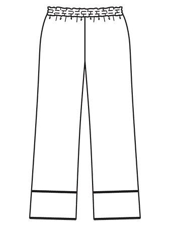 Технический рисунок пижамных брюк вид сзади