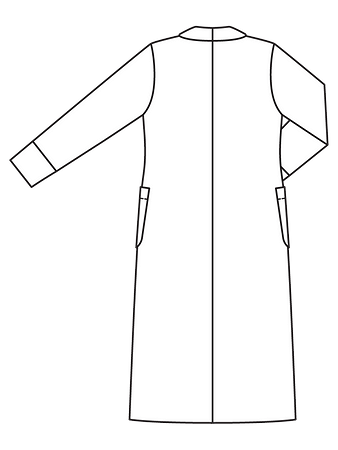 Технический рисунок длинного кардигана спинка