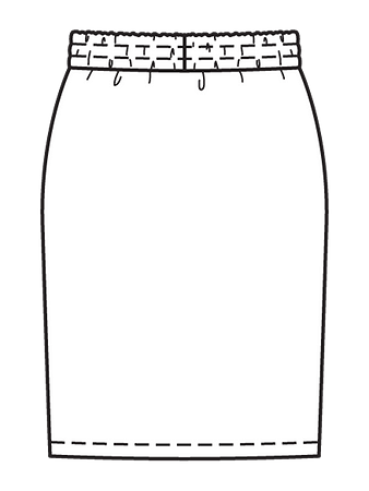 Технический рисунок трикотажной юбки вид сзади