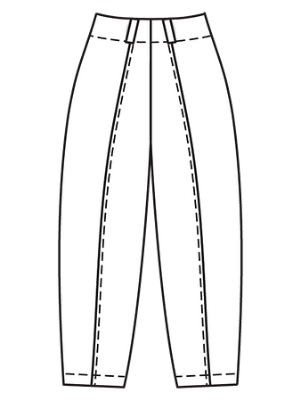 Технический рисунок брюк-бананов с отстрочкой вид сзади