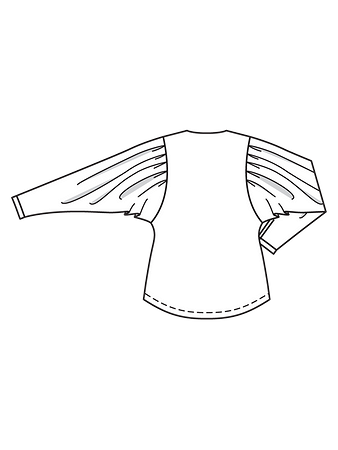 Технический рисунок блузки с объёмными рукавами спинка