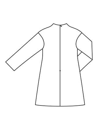Технический рисунок платья с драпировкой спинка